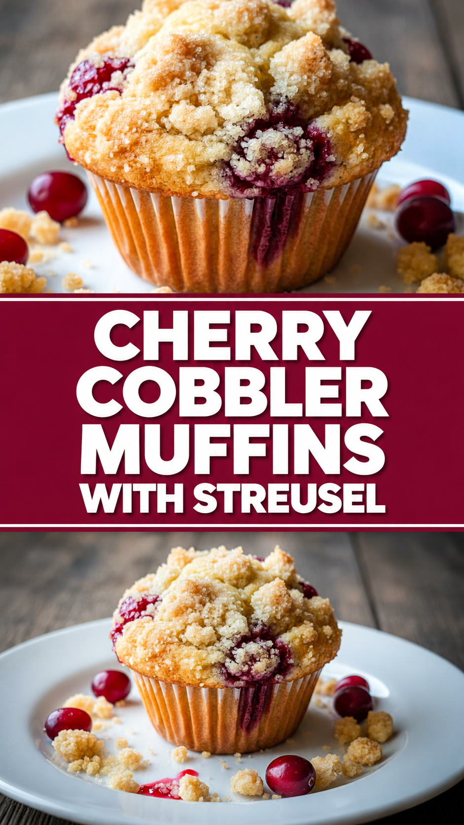 Cherry Cobbler Muffins with Streusel