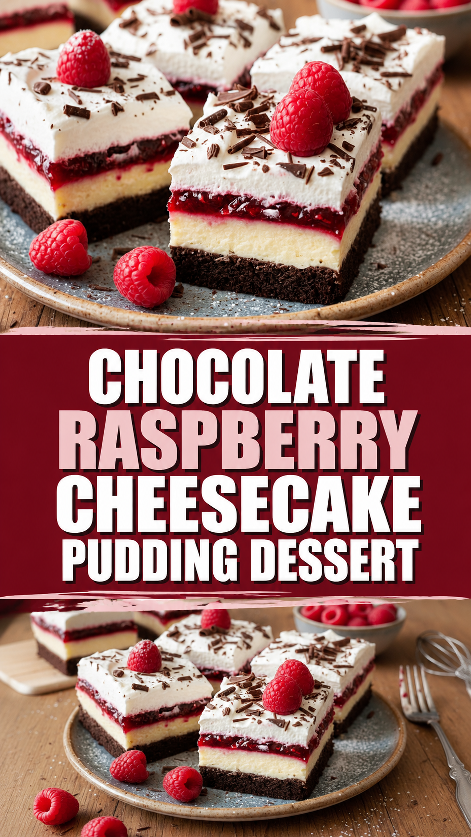 Chocolate Raspberry Cheesecake Pudding Dessert