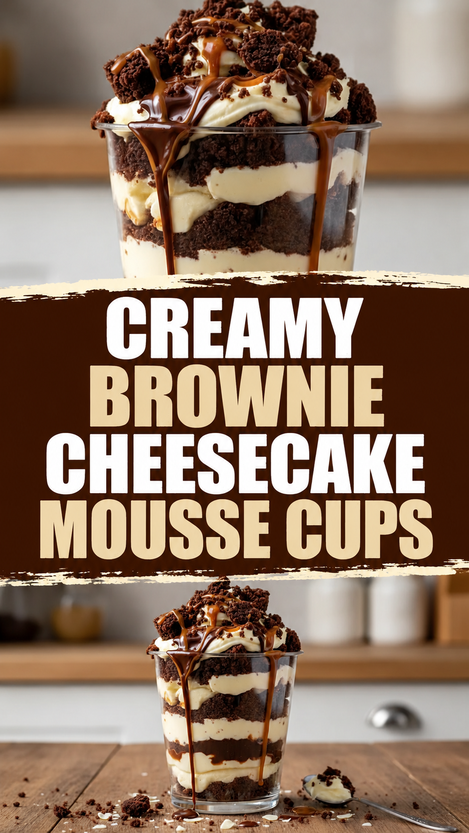 Creamy Brownie Cheesecake Mousse Cups