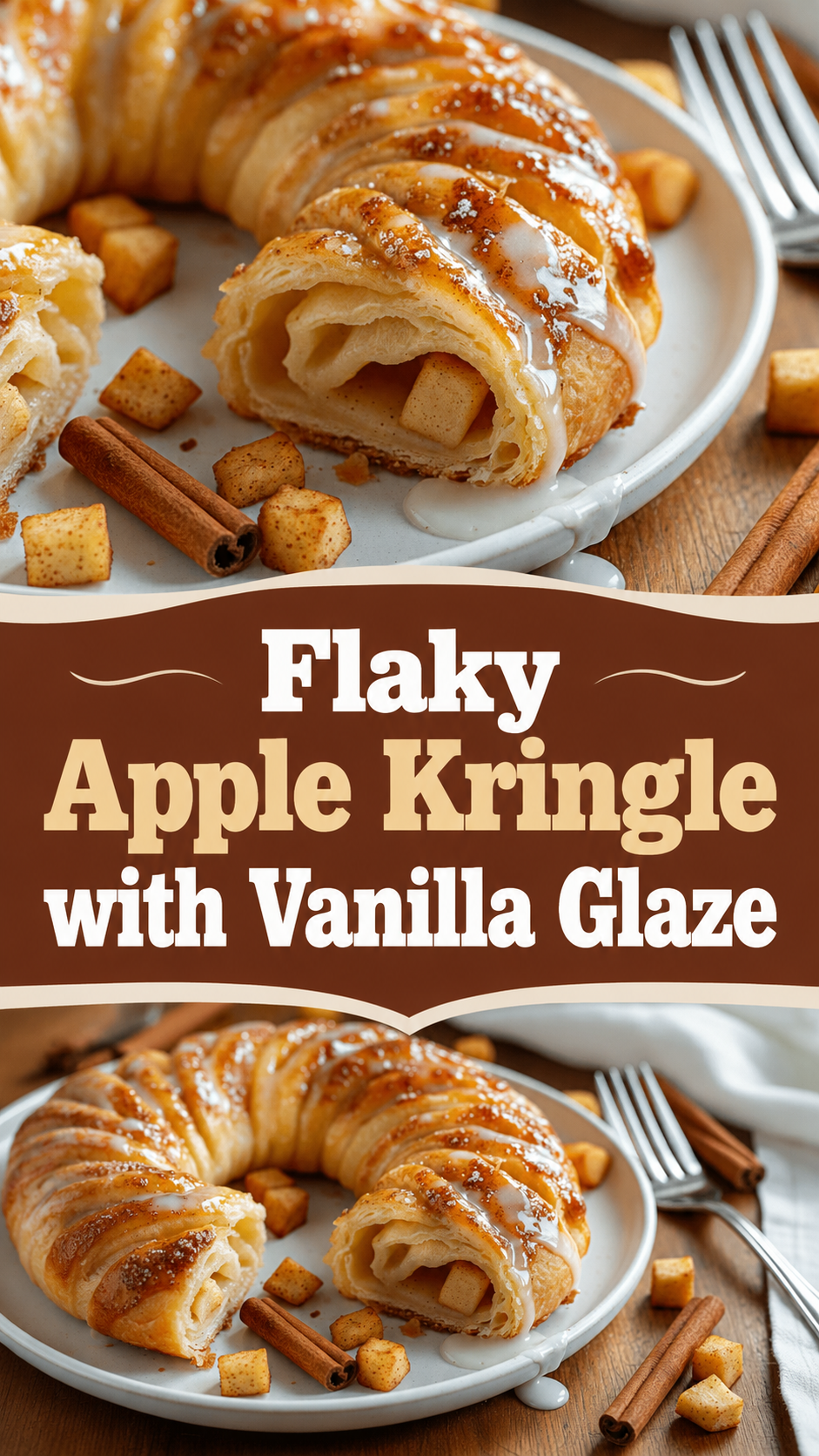 Flaky Apple Kringle with Vanilla Glaze