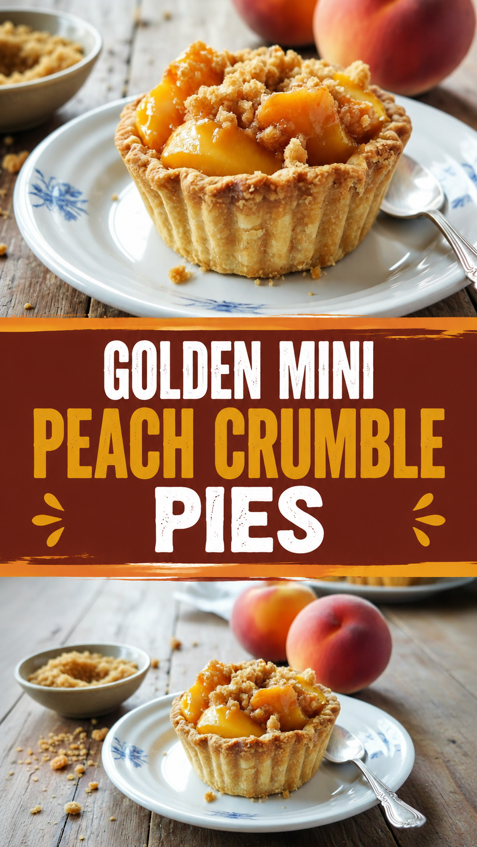 Golden Mini Peach Crumble Pies