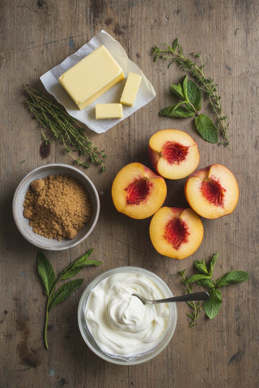 Grilled Brown Sugar Peaches with Ice Cream