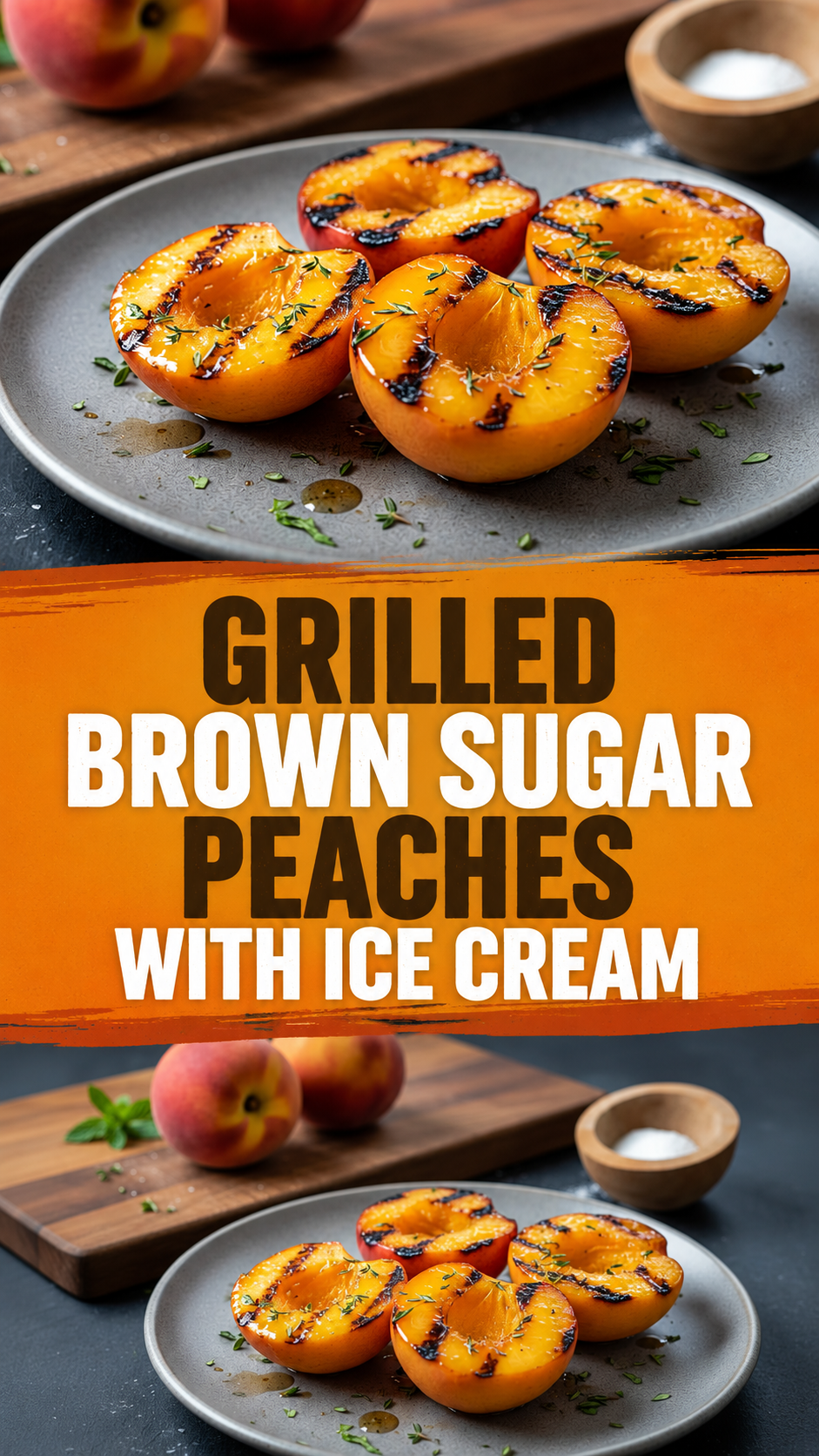 Grilled Brown Sugar Peaches with Ice Cream