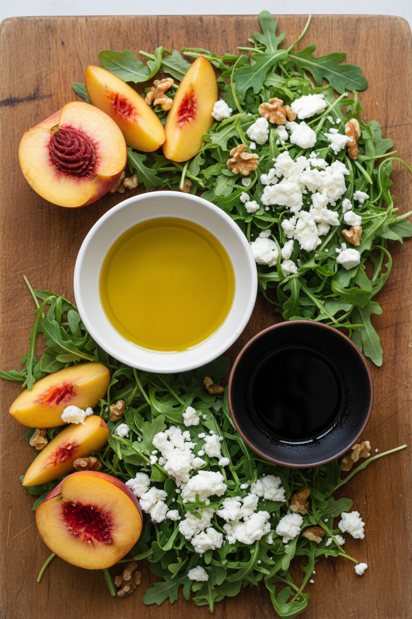 Grilled Peach Arugula Goat Cheese Salad