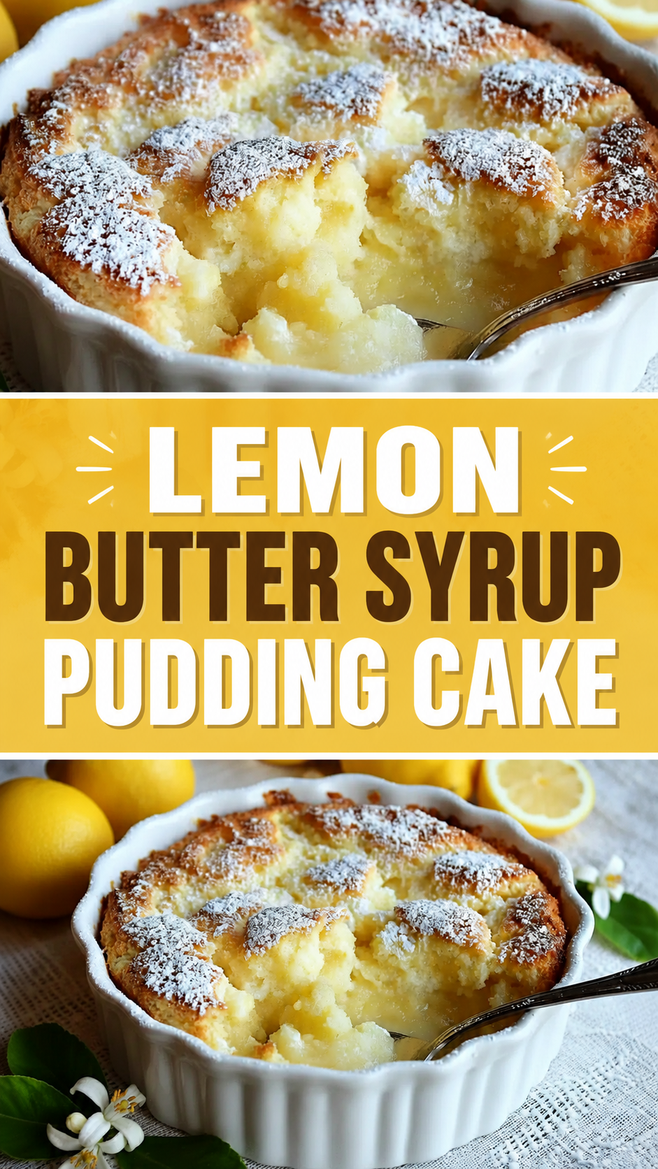 Lemon Butter Syrup Pudding Cake
