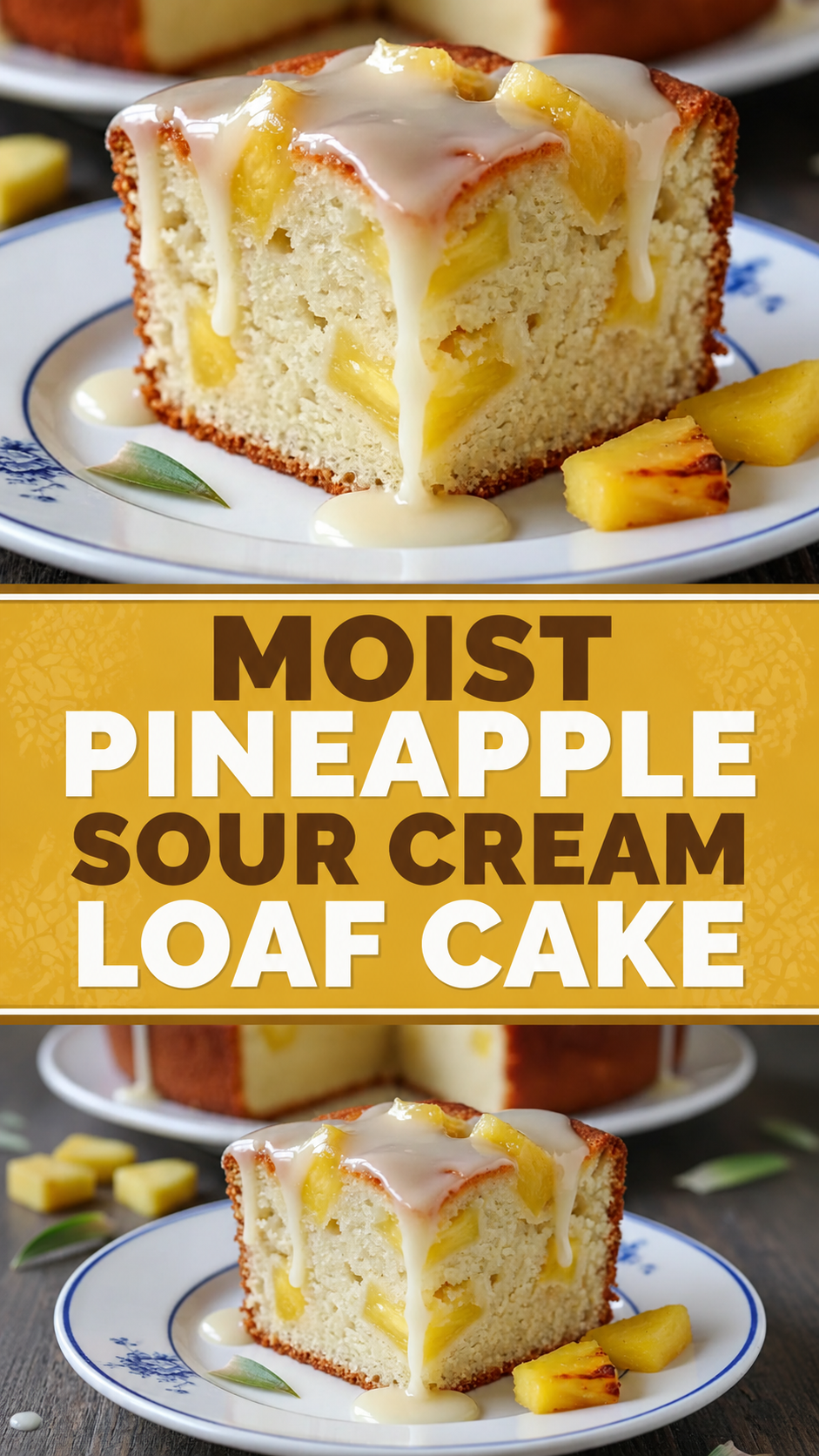 Moist Pineapple Sour Cream Loaf Cake