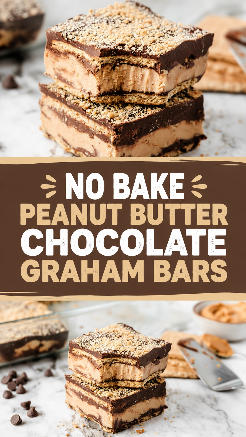 No Bake Peanut Butter Chocolate Graham Bars