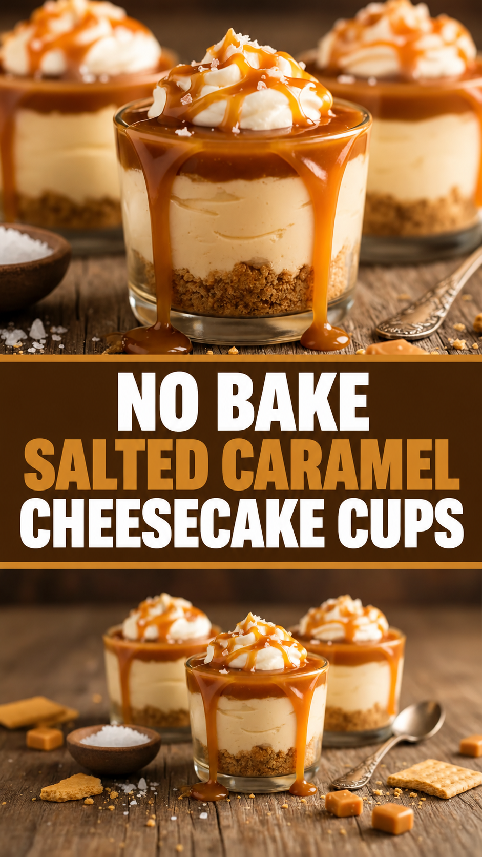 No Bake Salted Caramel Cheesecake Cups