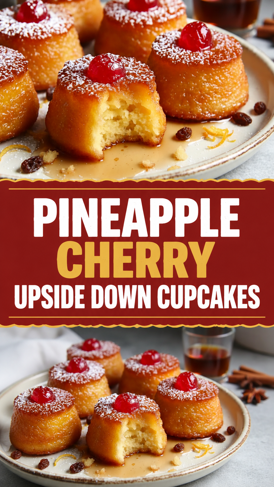 Pineapple Cherry Upside Down Cupcakes