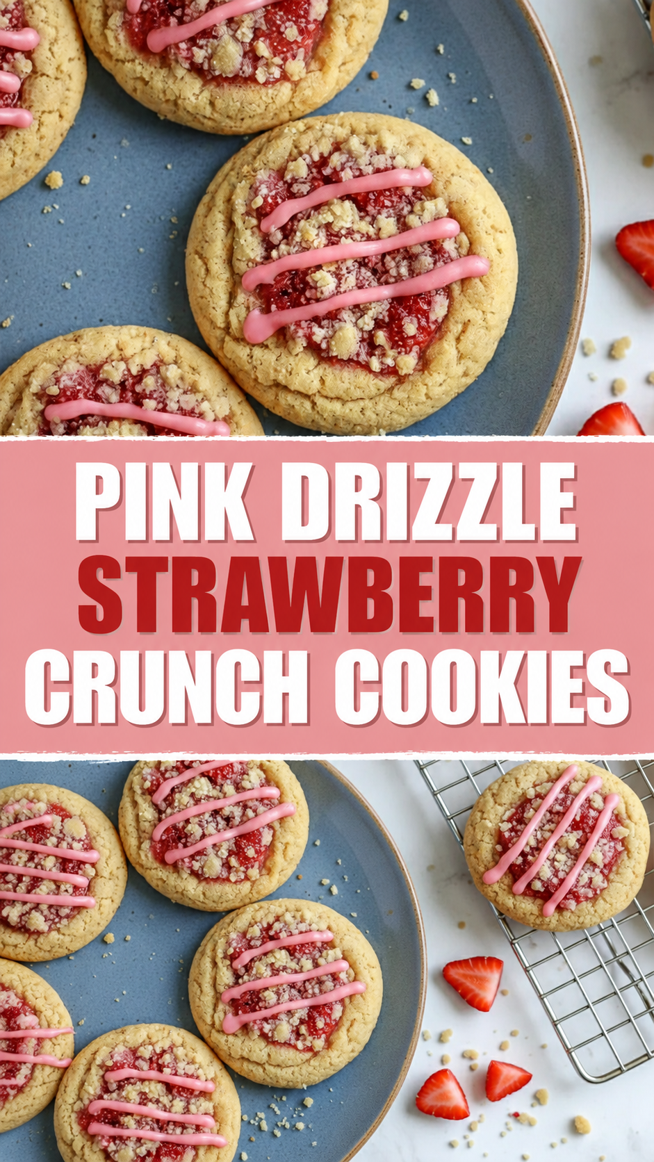 Pink Drizzle Strawberry Crunch Cookies