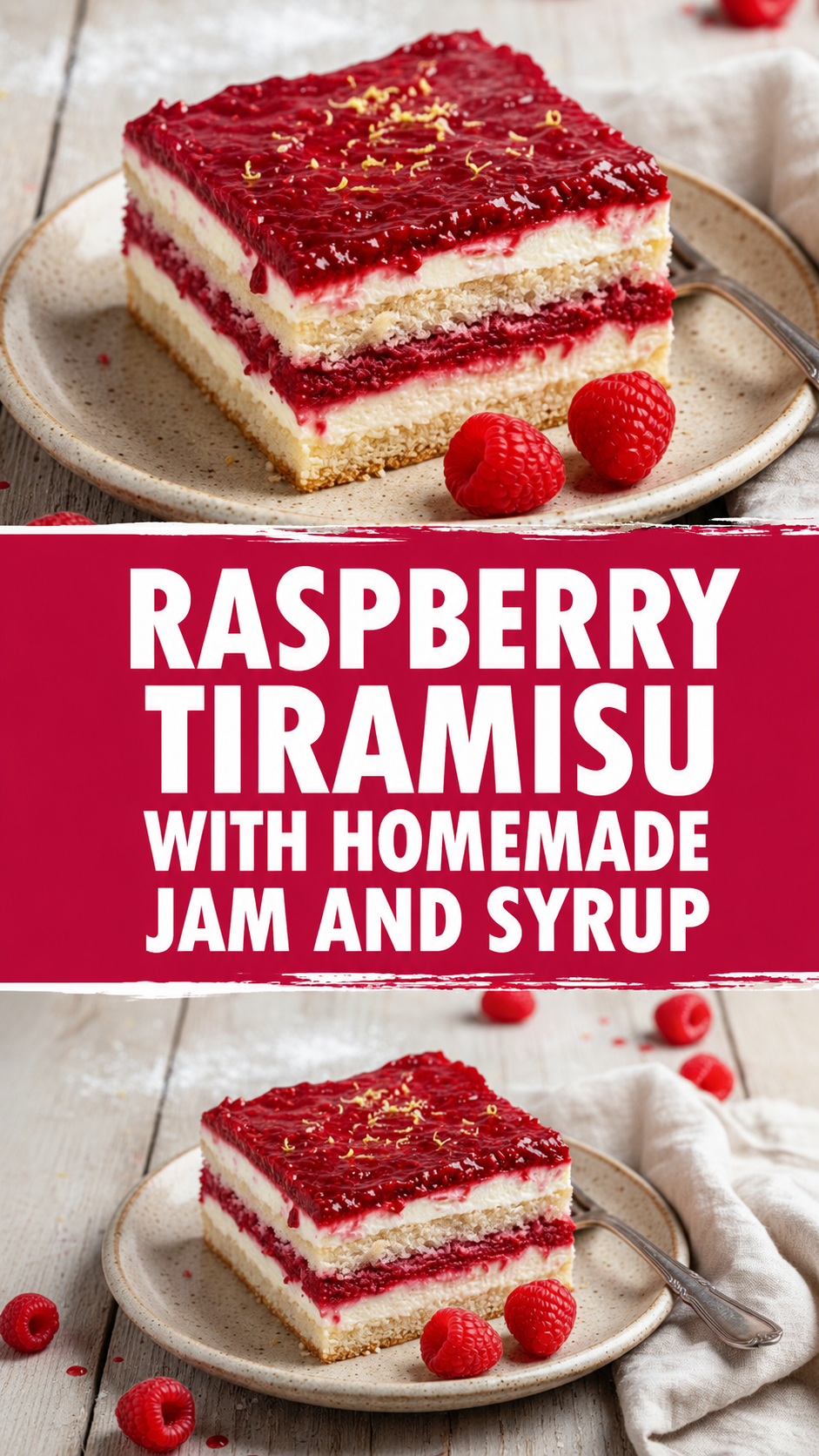 Raspberry Tiramisu with Homemade Jam and Syrup