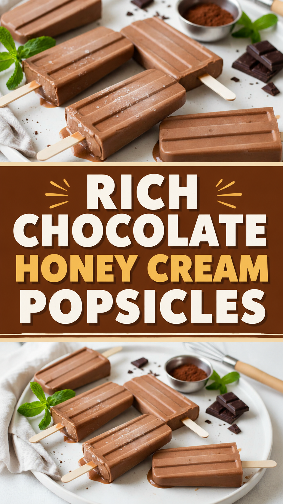 Rich Chocolate Honey Cream Popsicles