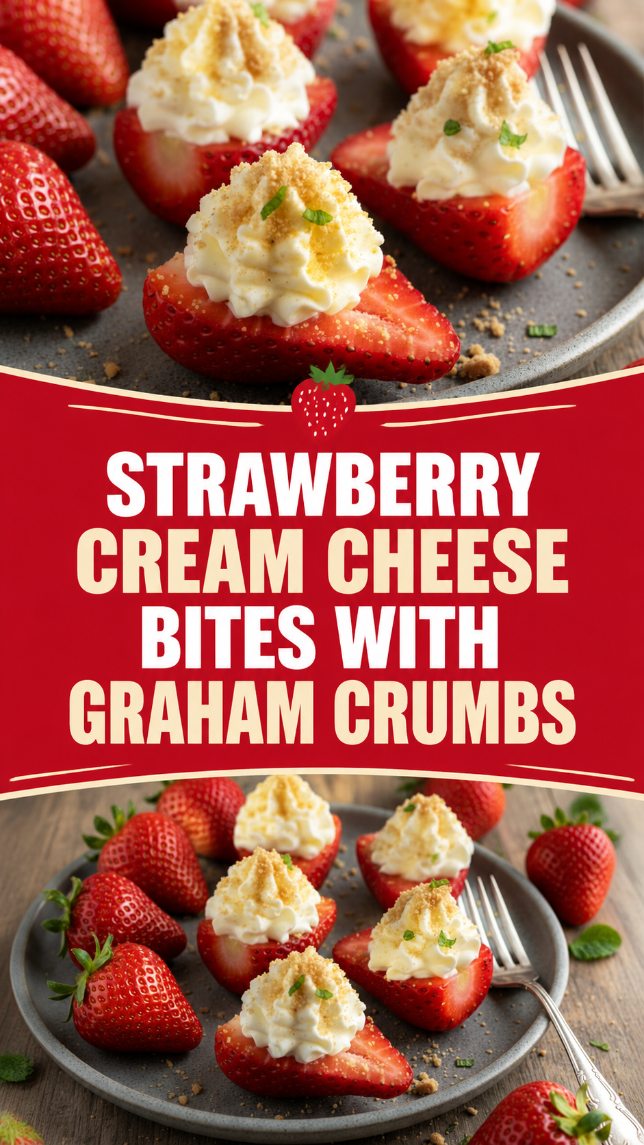 Strawberry Cream Cheese Bites with Graham Crumbs