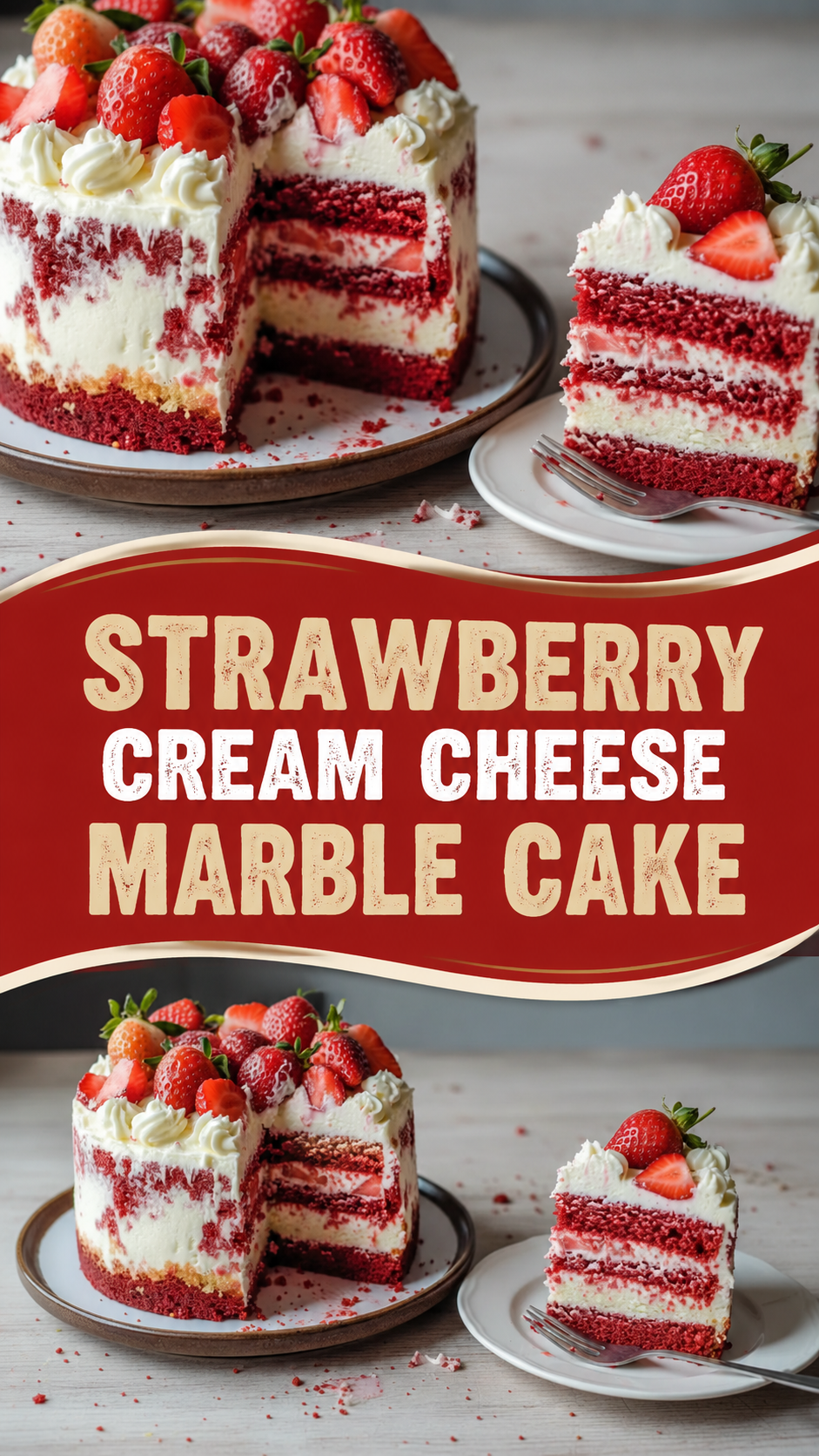 Strawberry Cream Cheese Marble Cake