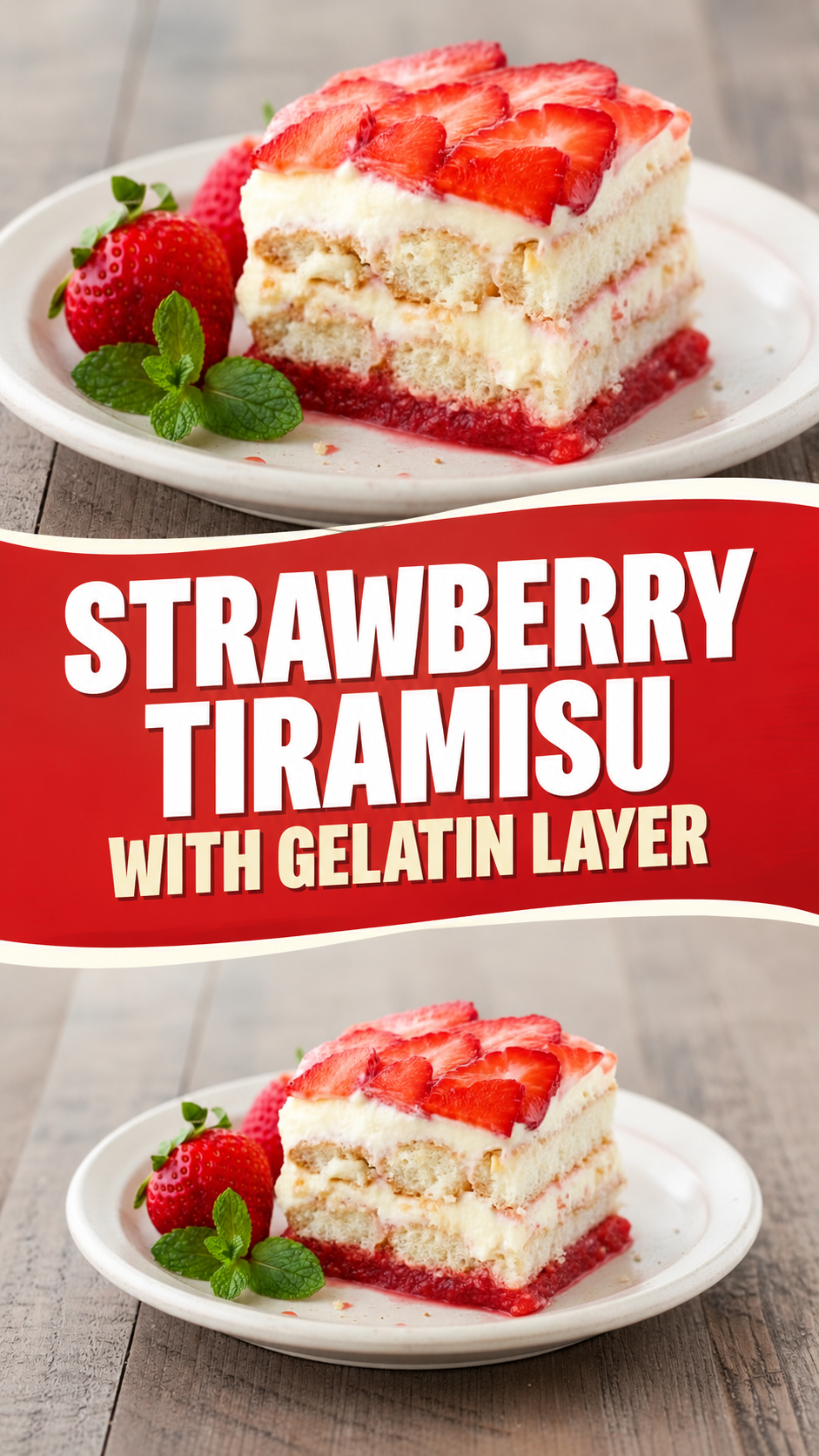 Strawberry Tiramisu with Gelatin Layer