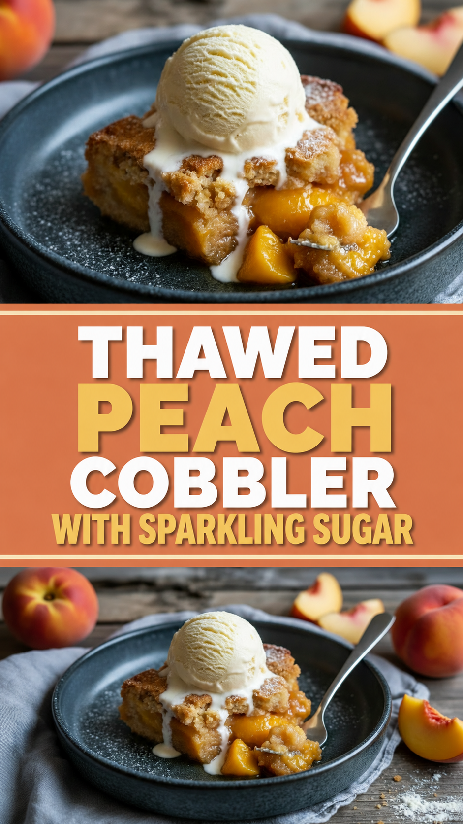 Thawed Peach Cobbler with Sparkling Sugar